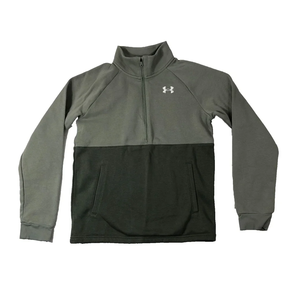 Under Armour Pullover‎ Youth Large Green Two Tone 1/2 Zip Logo Kangaroo Pocket